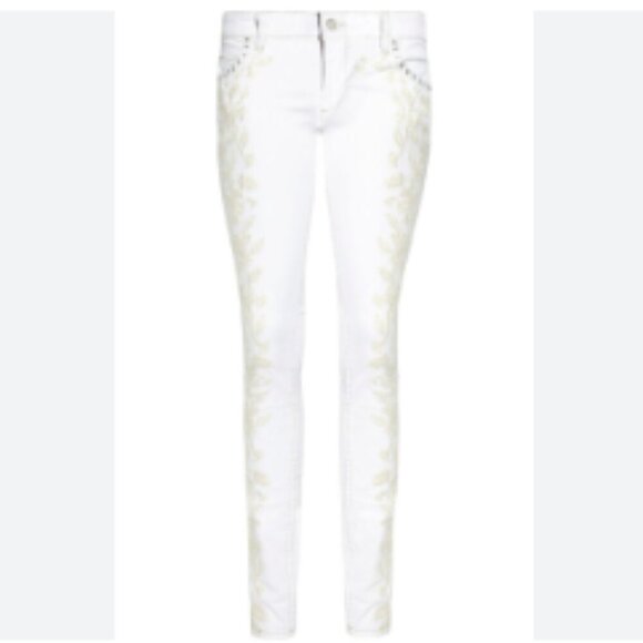 Isabel Marant Embroidered Studded Skinny Low Rise Cream Jeans 38 - Picture 5 of 14
